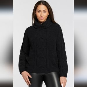 Seven7 Black Chenille Cowl Neck Sweater